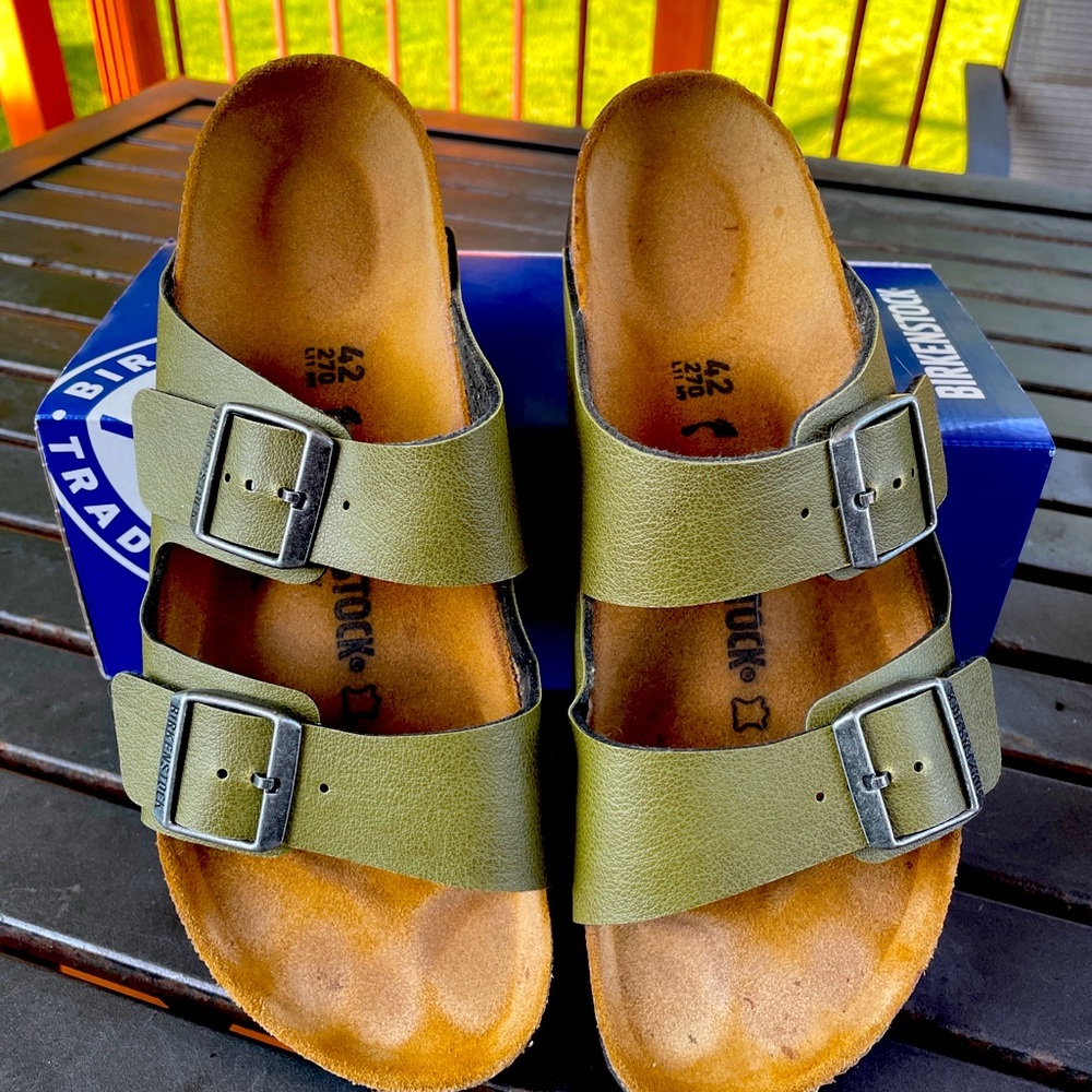 Birkenstock Arizona pull up olive womens mens sandals 42 11 9 green